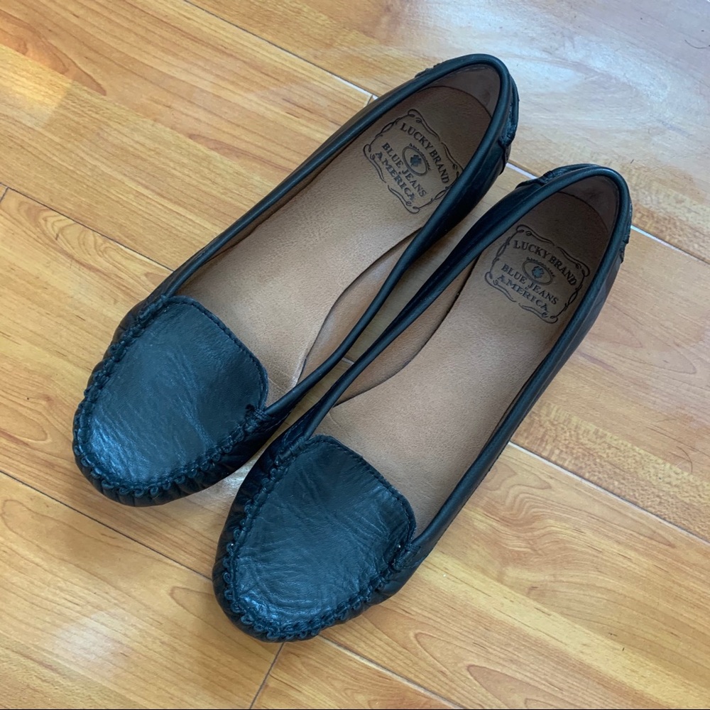 Lucky Brand Black Leather Moccasin Loafers